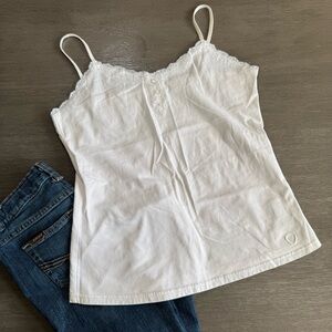 Ariat White Lace-Trim Camisole Tank Top